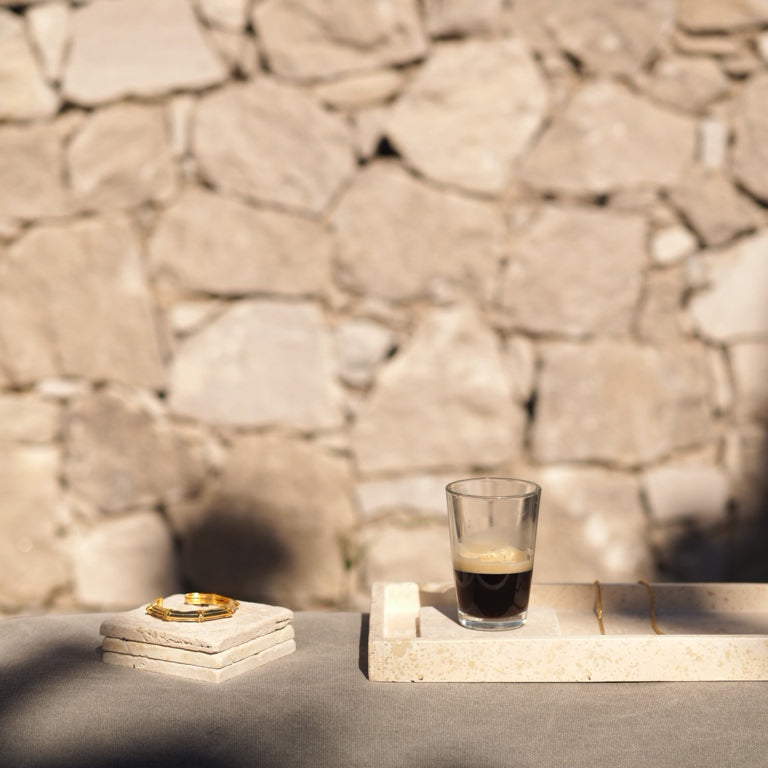 Leo Travertine Coaster