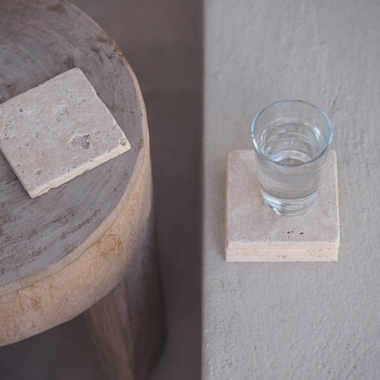 Leo Travertine Coaster